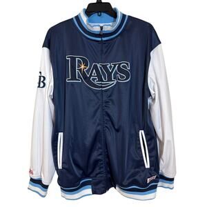 Stitches Athletic Gear Large Tampa Bay Rays, Zip Up Jacket, Navy Blue White